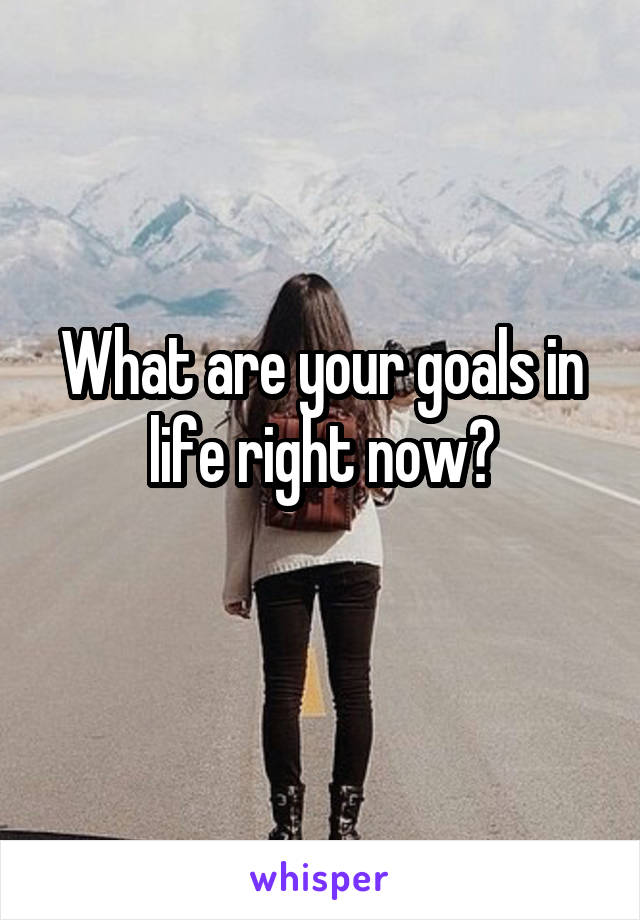 What are your goals in life right now?
