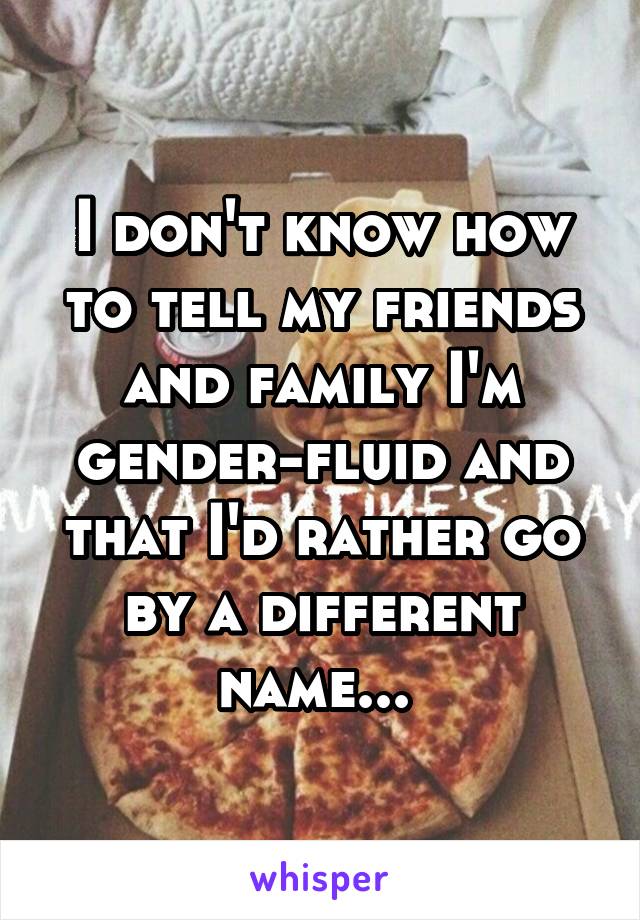 I don't know how to tell my friends and family I'm gender-fluid and that I'd rather go by a different name... 