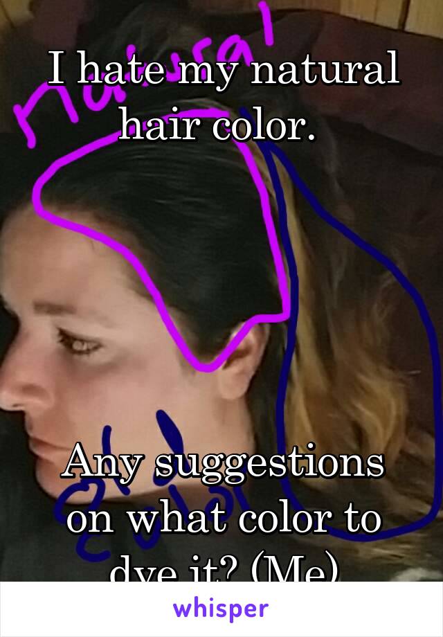 I hate my natural hair color. 





Any suggestions on what color to dye it? (Me)