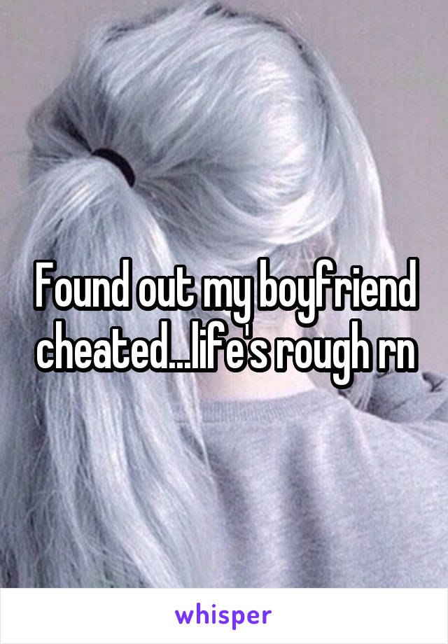 Found out my boyfriend cheated...life's rough rn