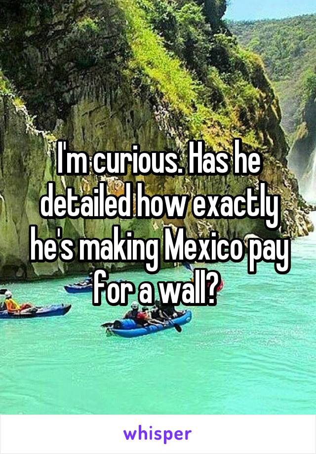 I'm curious. Has he detailed how exactly he's making Mexico pay for a wall? 