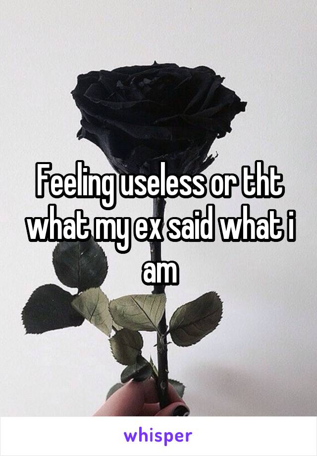 Feeling useless or tht what my ex said what i am