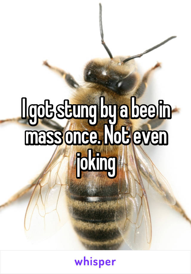 I got stung by a bee in mass once. Not even joking