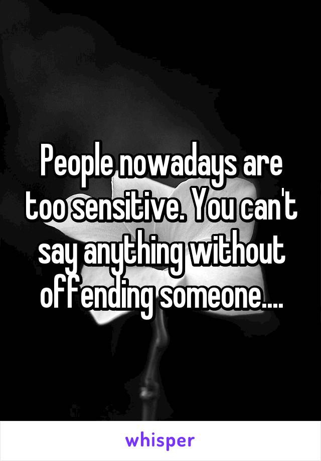 People nowadays are too sensitive. You can't say anything without offending someone....