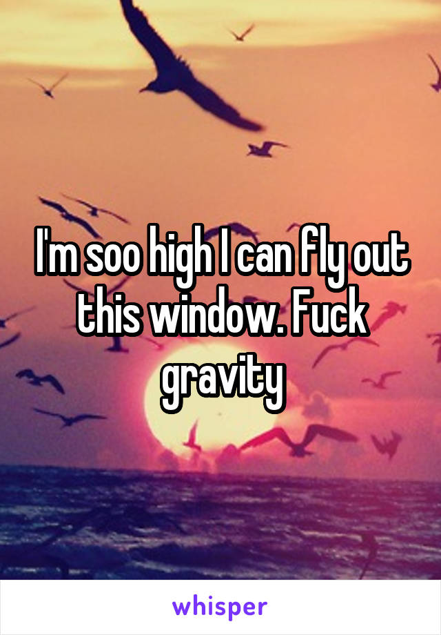 I'm soo high I can fly out this window. Fuck gravity