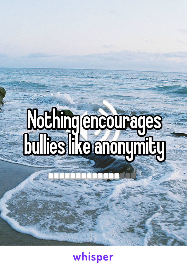 Nothing encourages bullies like anonymity