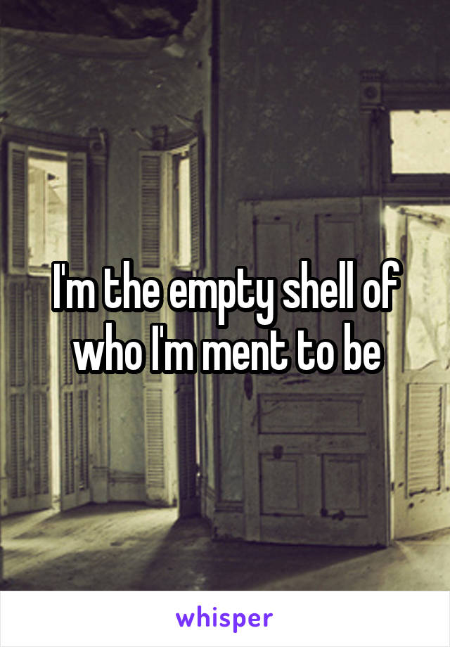 I'm the empty shell of who I'm ment to be