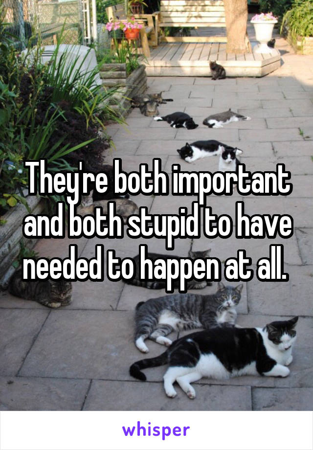 They're both important and both stupid to have needed to happen at all. 