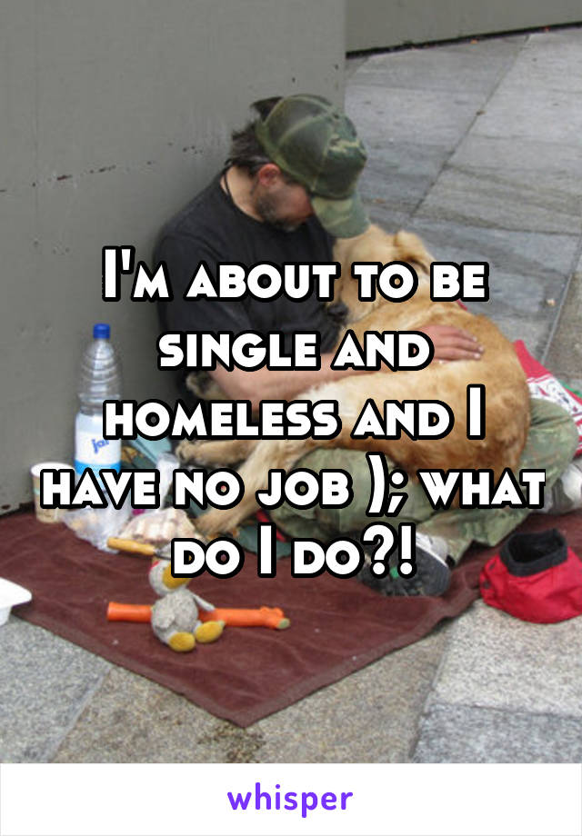 I'm about to be single and homeless and I have no job ); what do I do?!