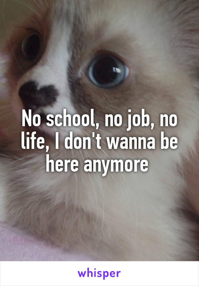 No school, no job, no life, I don't wanna be here anymore 