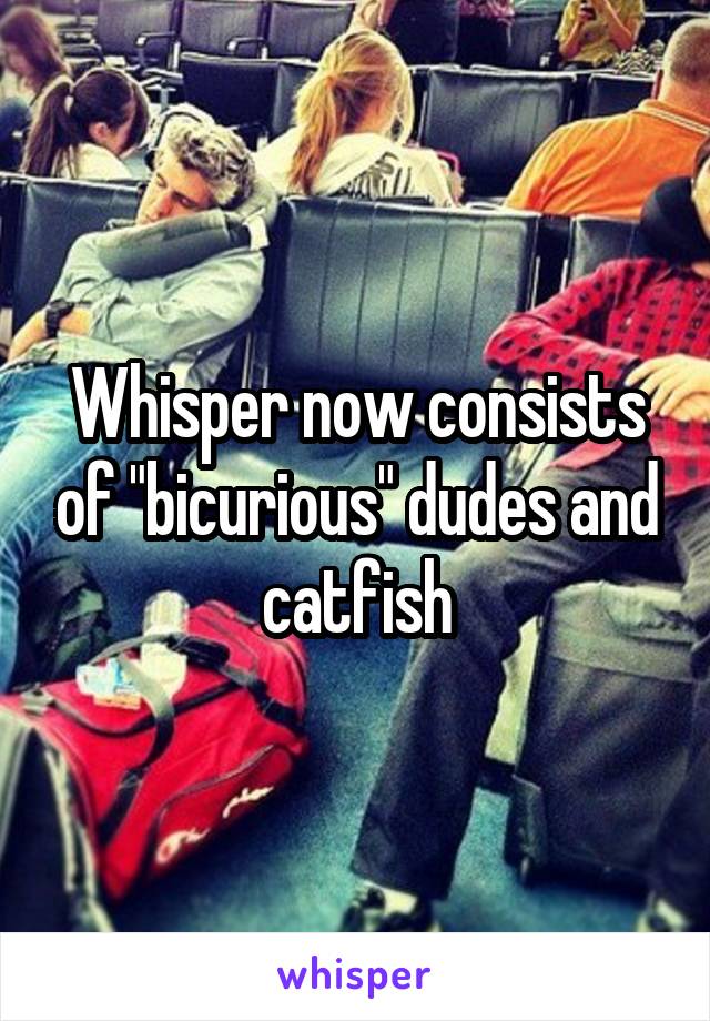 Whisper now consists of "bicurious" dudes and catfish