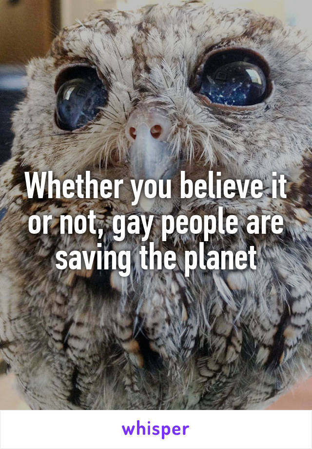 Whether you believe it or not, gay people are saving the planet