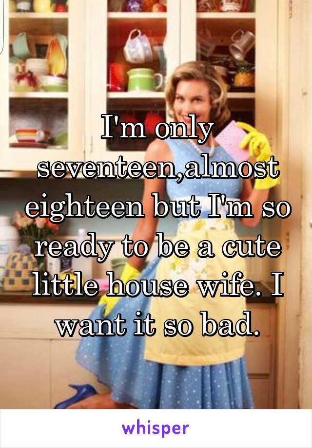 I'm only seventeen,almost eighteen but I'm so ready to be a cute little house wife. I want it so bad.