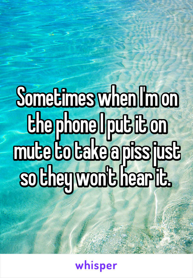 Sometimes when I'm on the phone I put it on mute to take a piss just so they won't hear it. 