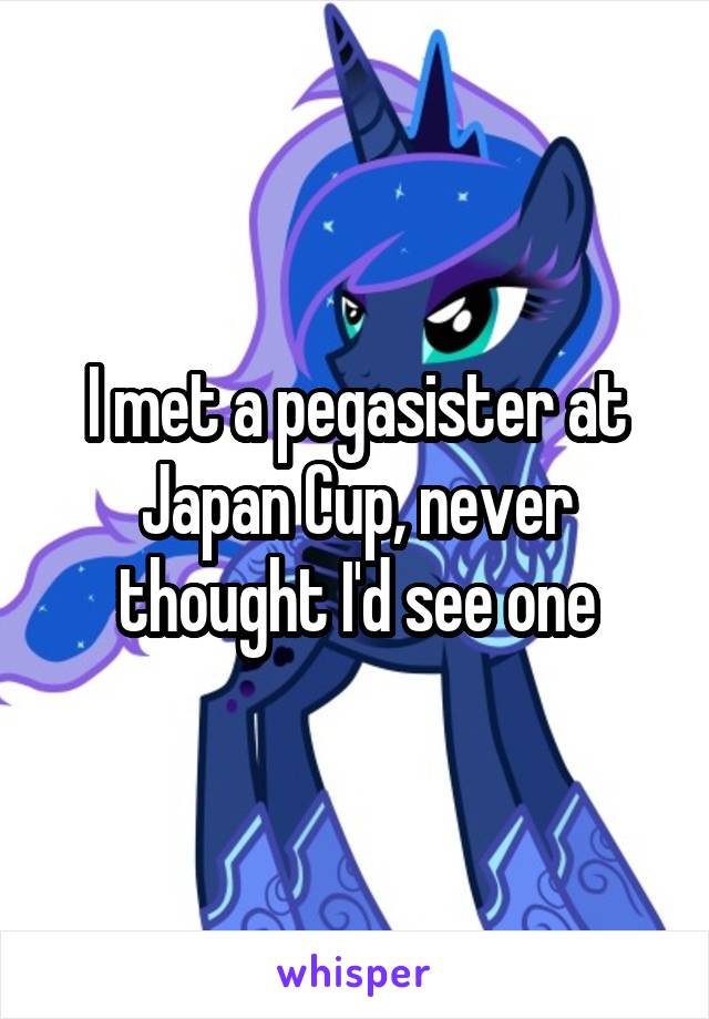 I met a pegasister at Japan Cup, never thought I'd see one