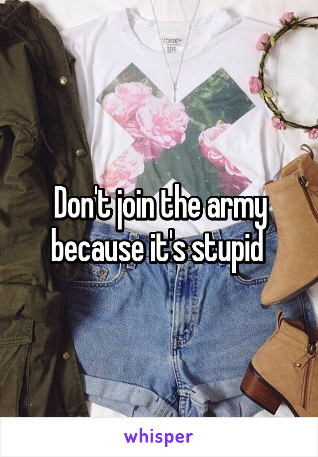 Don't join the army because it's stupid 