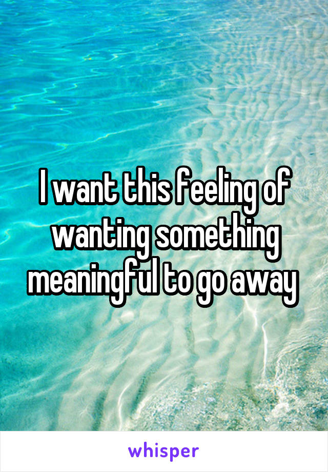 I want this feeling of wanting something meaningful to go away 