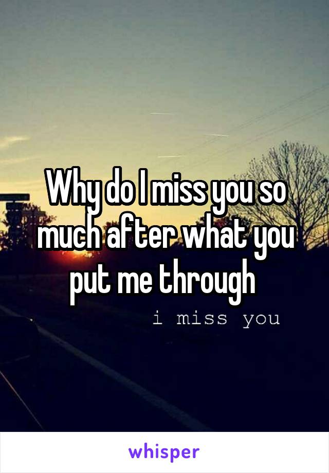 Why do I miss you so much after what you put me through 