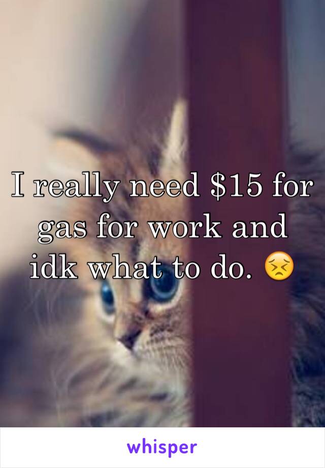 I really need $15 for gas for work and idk what to do. 😣