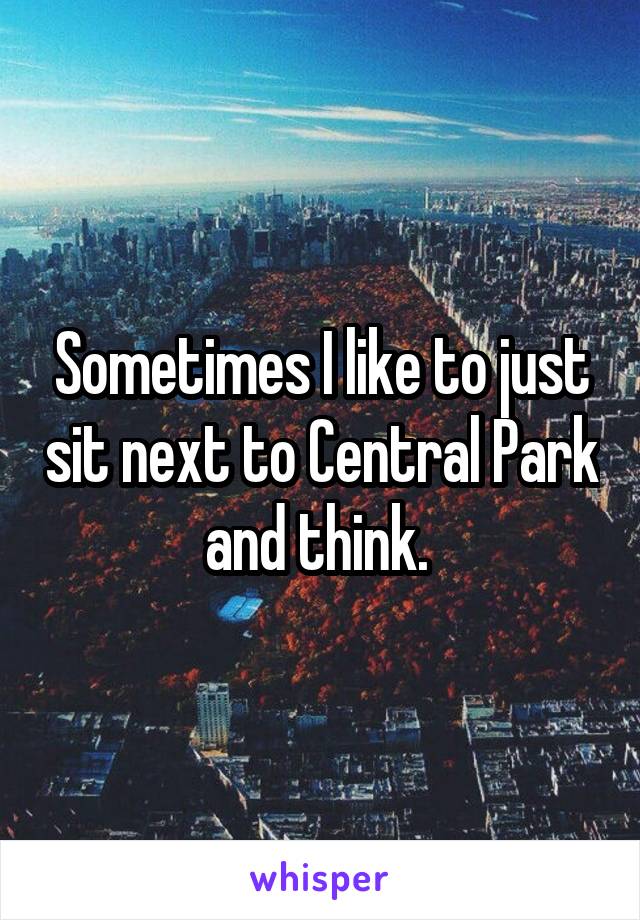 Sometimes I like to just sit next to Central Park and think. 