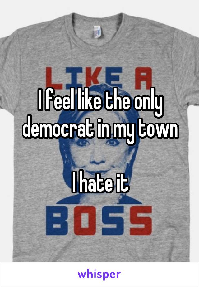 I feel like the only democrat in my town

I hate it