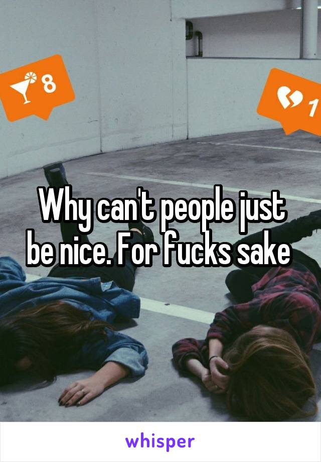 Why can't people just be nice. For fucks sake 