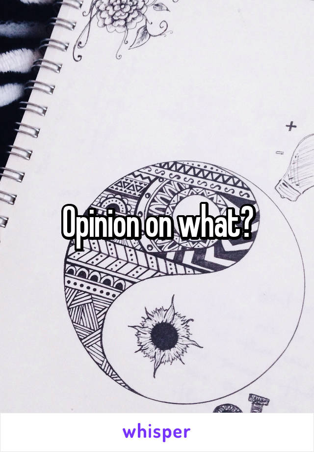 Opinion on what?