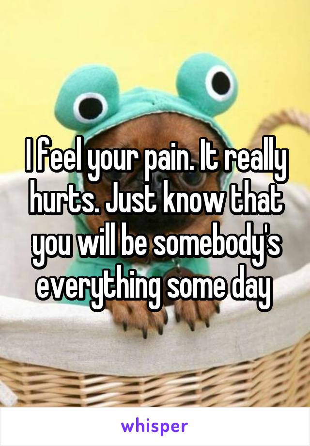 I feel your pain. It really hurts. Just know that you will be somebody's everything some day 