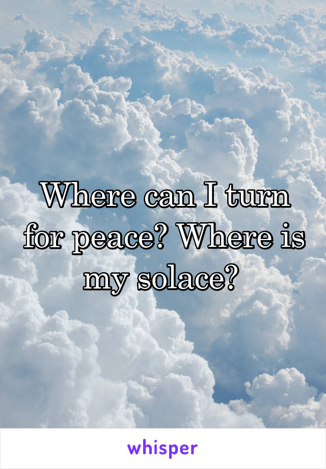 Where can I turn for peace? Where is my solace? 