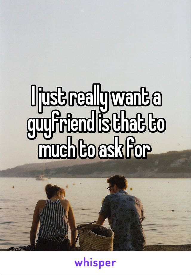 I just really want a guyfriend is that to much to ask for 
