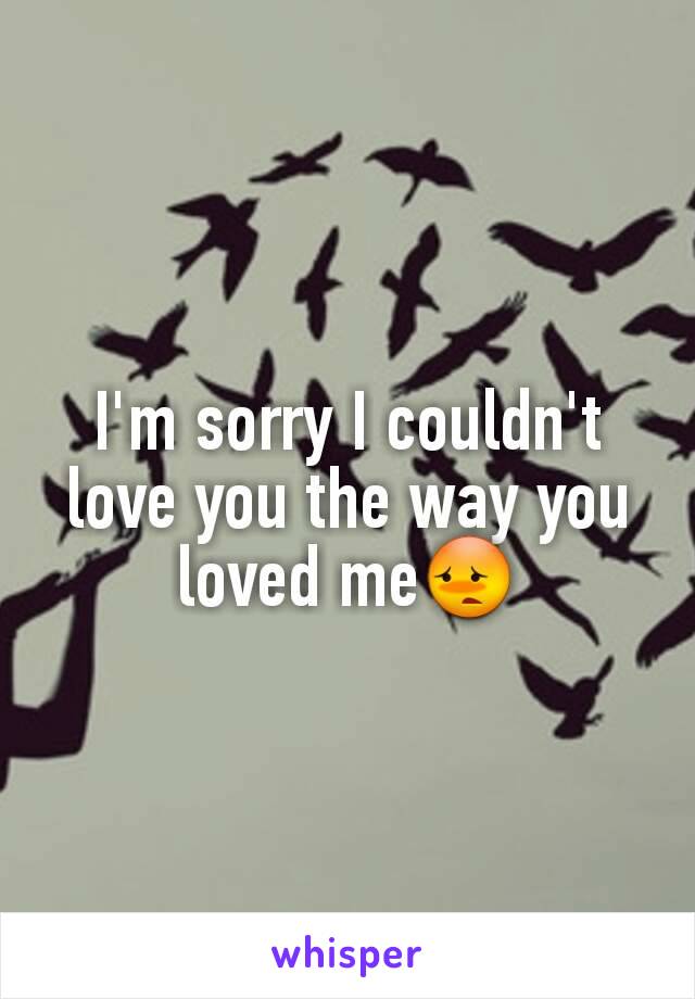 I'm sorry I couldn't love you the way you loved me😳