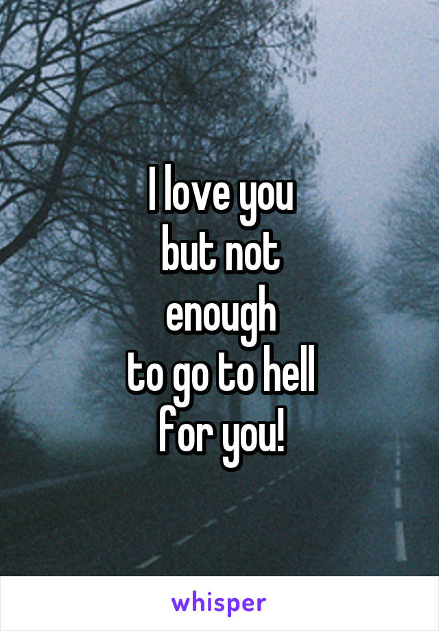 I love you
 but not 
enough
 to go to hell 
for you!