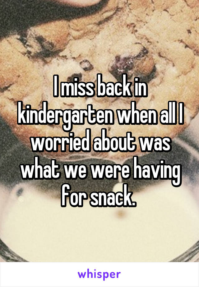 I miss back in kindergarten when all I worried about was what we were having for snack. 