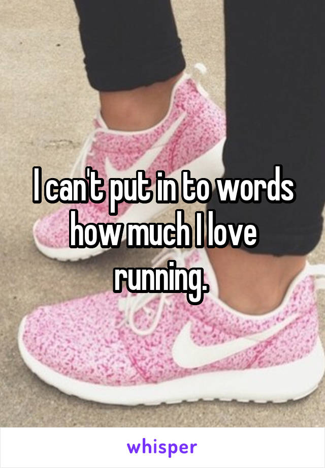 I can't put in to words how much I love running. 