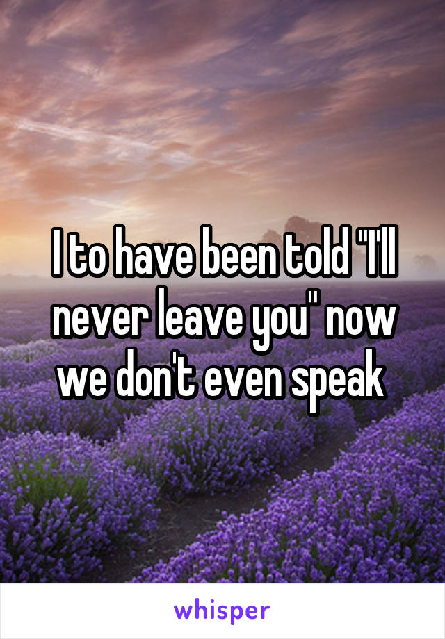 I to have been told "I'll never leave you" now we don't even speak 