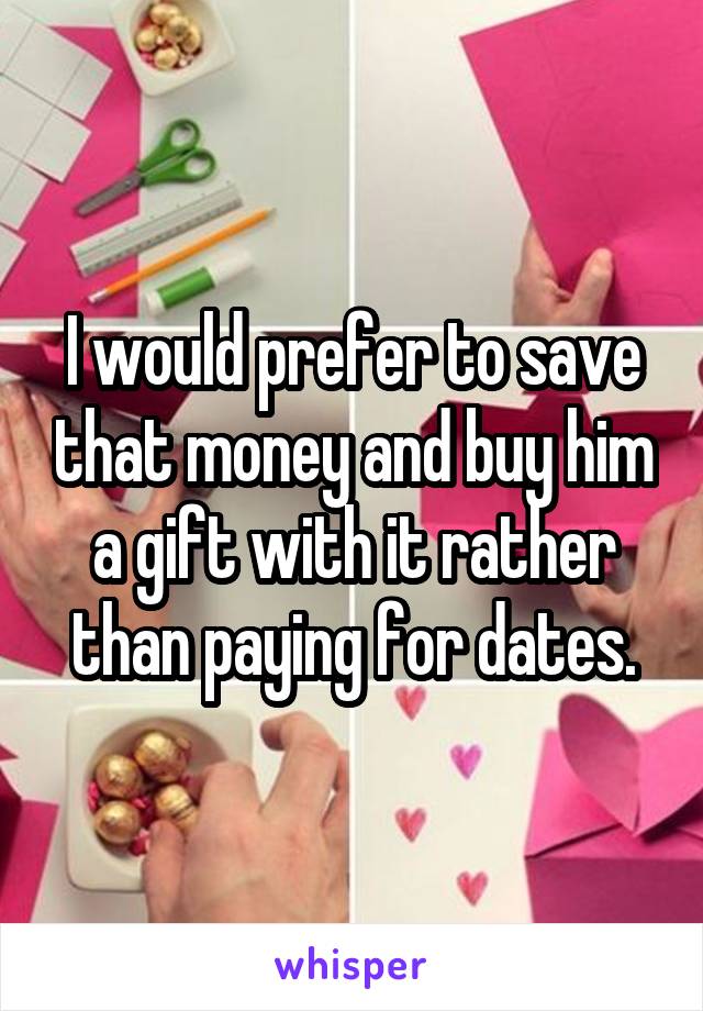 I would prefer to save that money and buy him a gift with it rather than paying for dates.