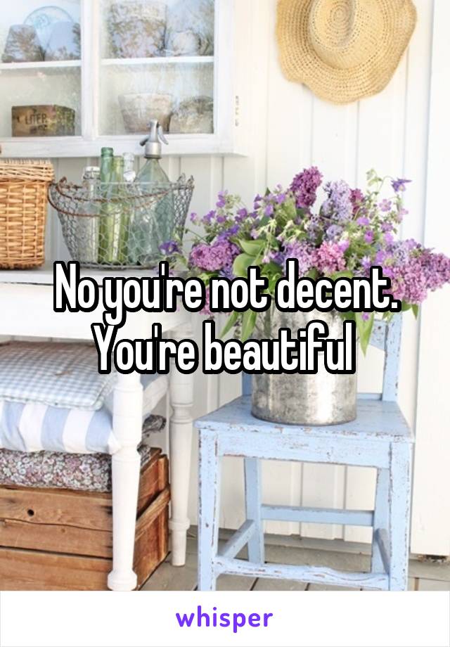 No you're not decent. You're beautiful 