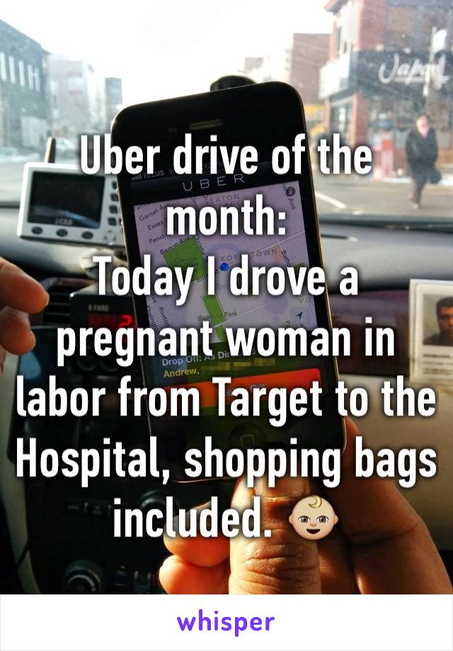 Uber drive of the month:
Today I drove a pregnant woman in labor from Target to the Hospital, shopping bags included. 👶🏼
