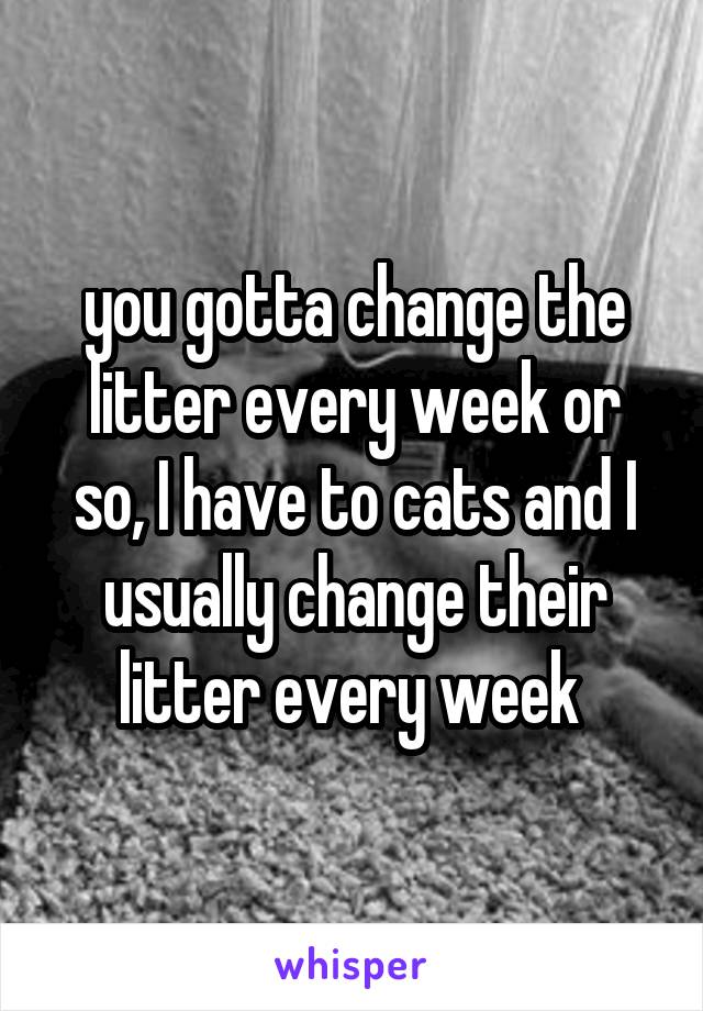 you gotta change the litter every week or so, I have to cats and I usually change their litter every week 