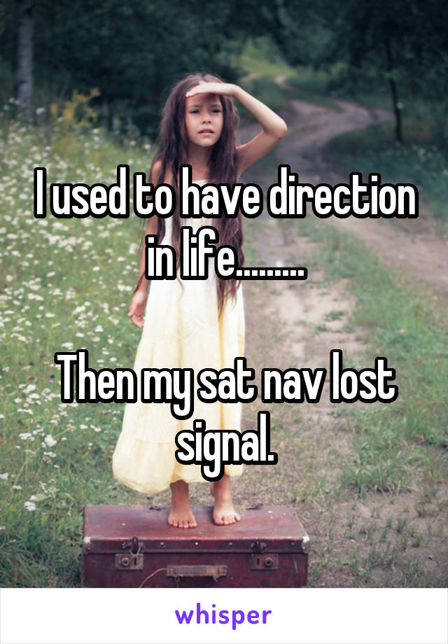 I used to have direction in life.........

Then my sat nav lost signal.