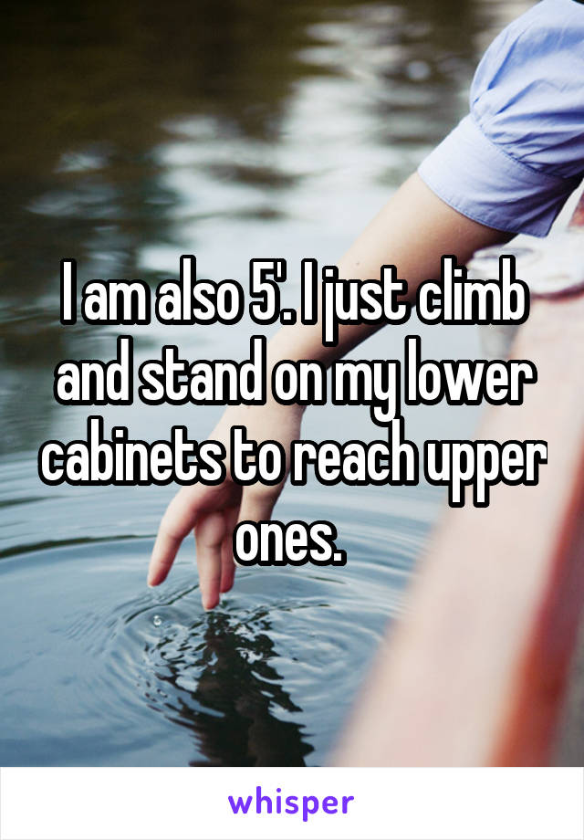 I am also 5'. I just climb and stand on my lower cabinets to reach upper ones. 