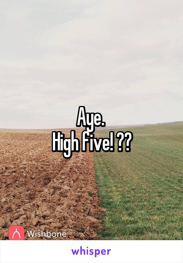 Aye. 
High five! ✋🏽