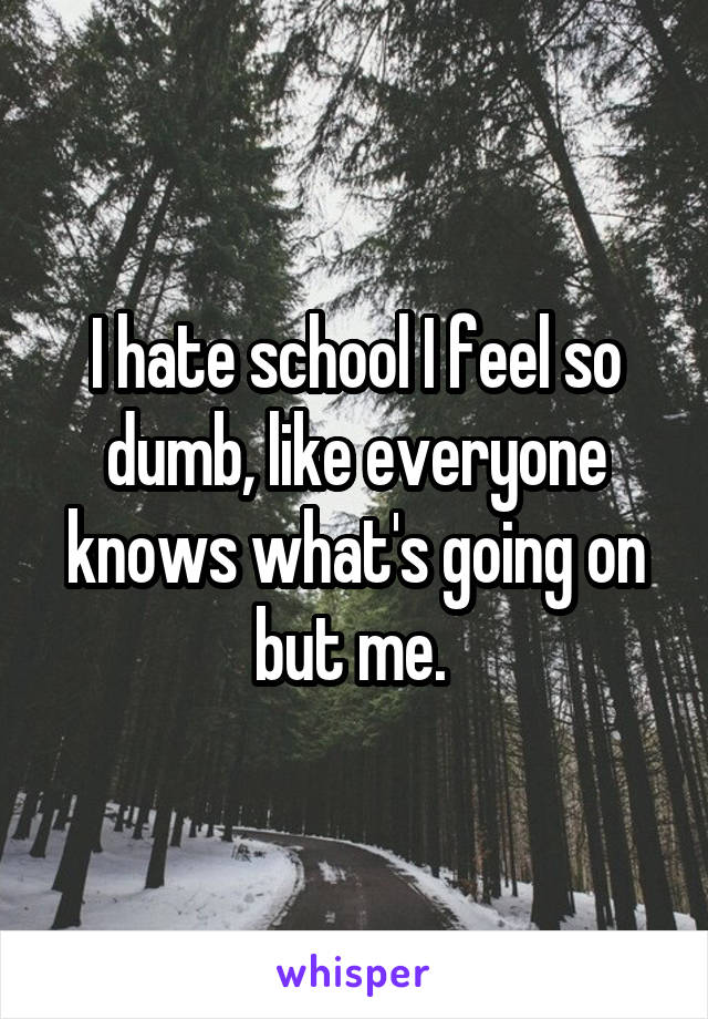 I hate school I feel so dumb, like everyone knows what's going on but me. 