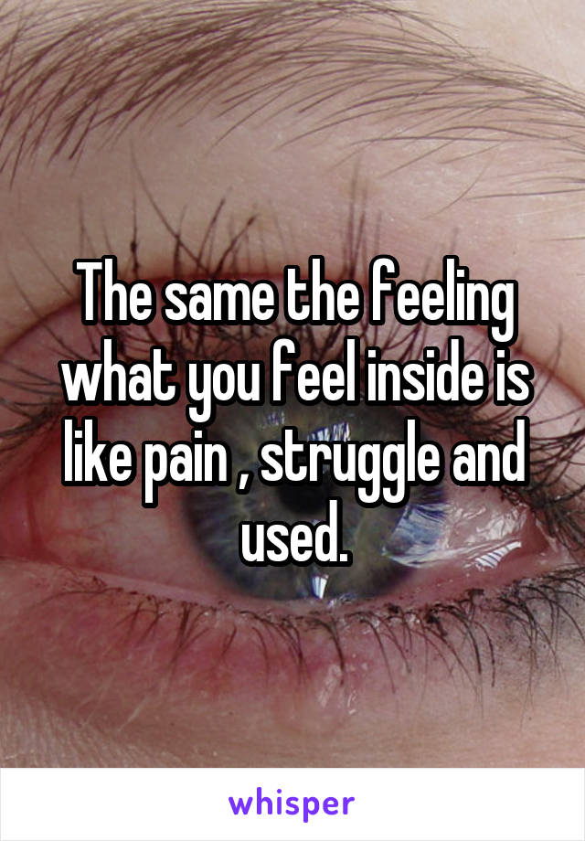 The same the feeling what you feel inside is like pain , struggle and used.