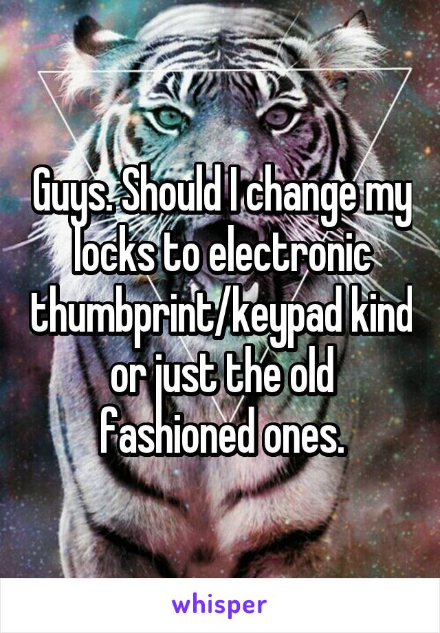 Guys. Should I change my locks to electronic thumbprint/keypad kind or just the old fashioned ones.