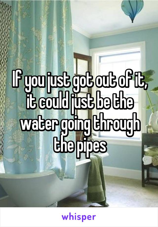 If you just got out of it, it could just be the water going through the pipes