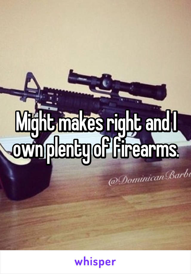 Might makes right and I own plenty of firearms.