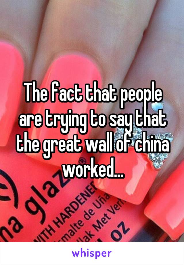 The fact that people are trying to say that the great wall of china worked...