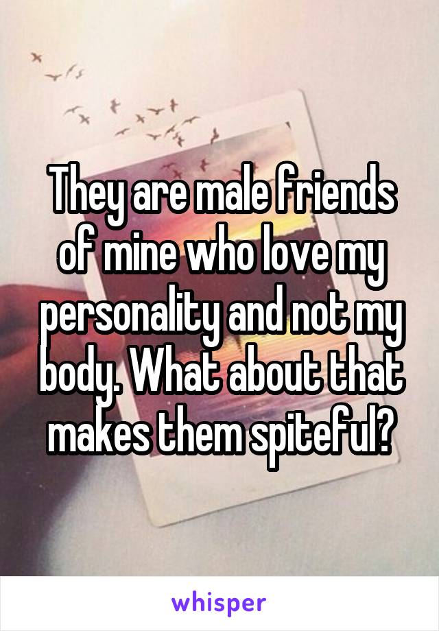 They are male friends of mine who love my personality and not my body. What about that makes them spiteful?