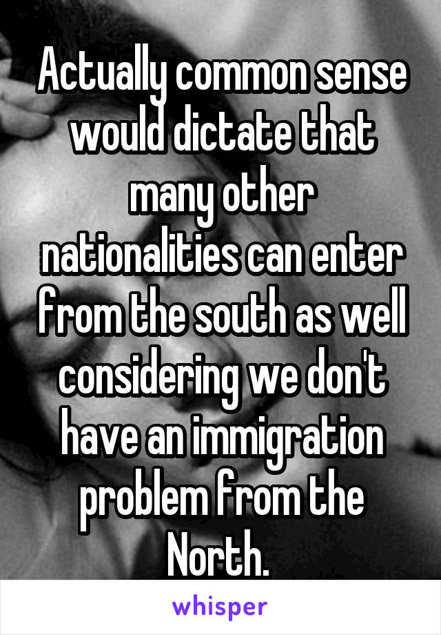 Actually common sense would dictate that many other nationalities can enter from the south as well considering we don't have an immigration problem from the North. 